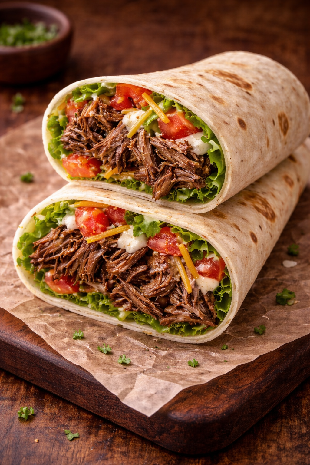 Wraps de Carne Desmechada